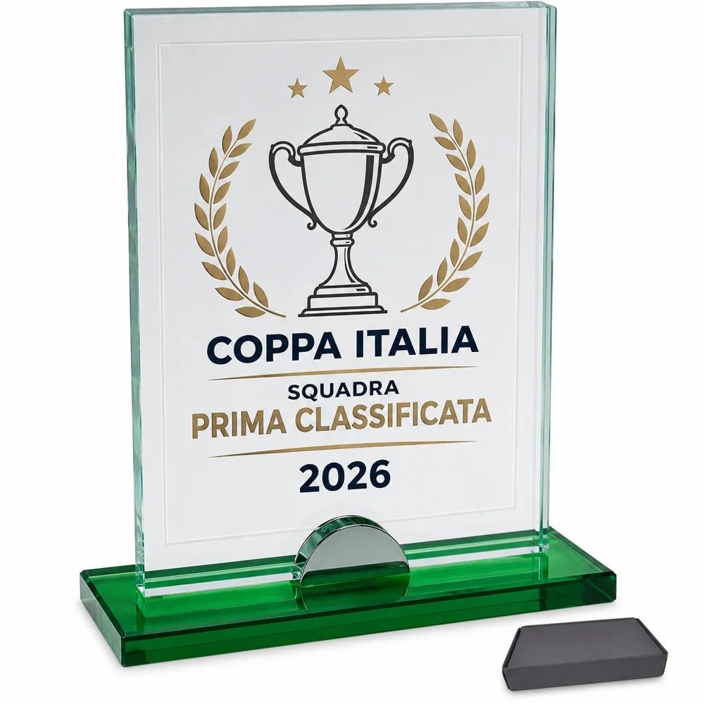 Trofeo cristallo cm 17x22x1 personalizzabile